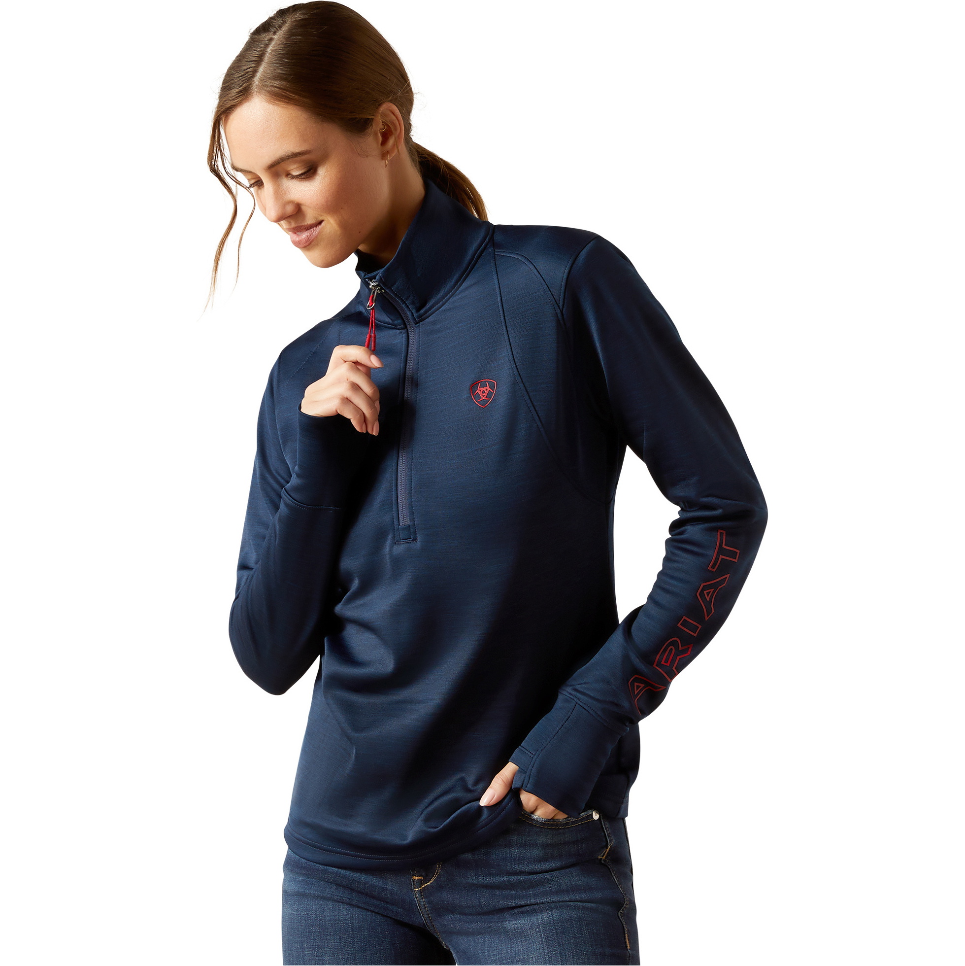 2025 Ariat Womens Team EQ 1/2 Zip Pullover 10062371 - Navy